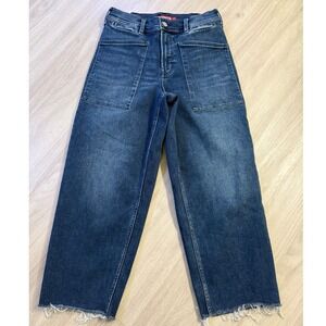 Lucky Brand Lucky Legend Wide Leg Patch Pocket Raw Hem Jeans Blue 6/28